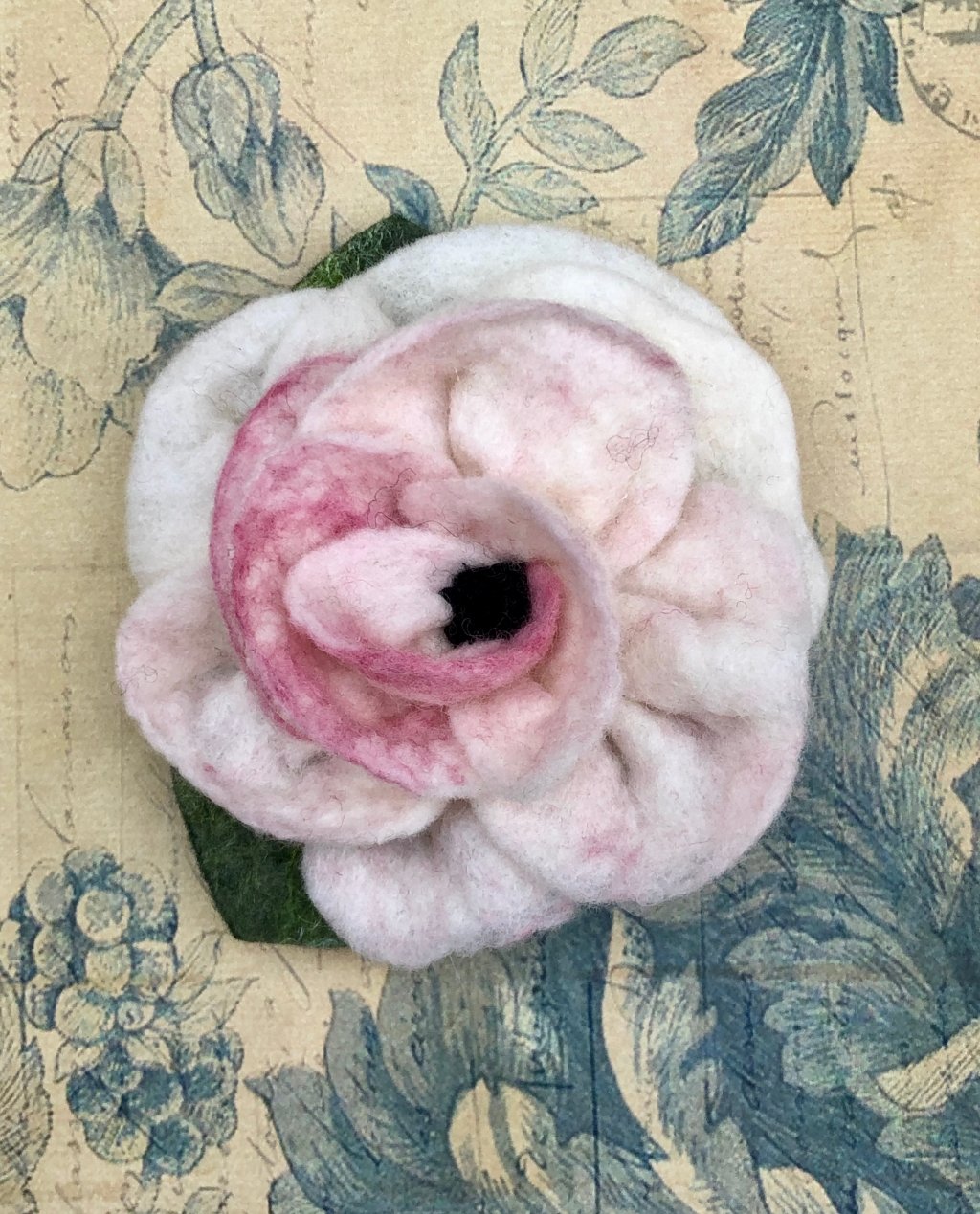Agnes Foss - Felted Rose Brooch - Dusty Pink and White Agnes Foss - Felted Rose Brooch - Dusty Pink and White